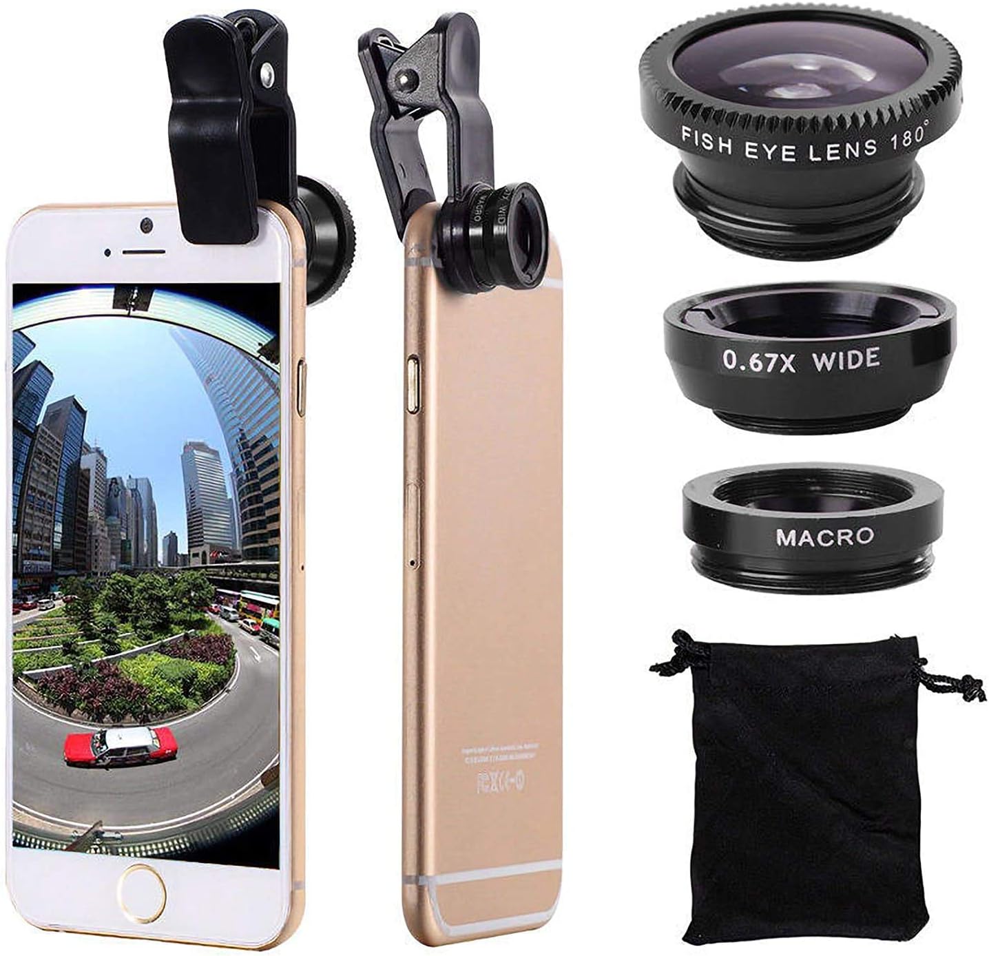 3 in 1 Cell Phone Camera Lens Kit Wide Angle Macro Fisheye Lens