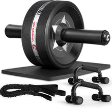 AB Wheel Roller with Push Up Bar and Knee Pad