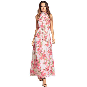 Chiffon Floral Print Maxi  Dress