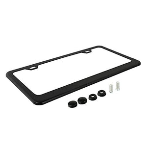 Matte Aluminum License Plate Frame with Chrome Screw Caps, 2Pcs