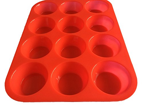 Keliwa 12 Cup Silicone Muffin - Cupcake Baking Pan/Non - Stick Silicone Mold/Dishwasher - Microwave Safe