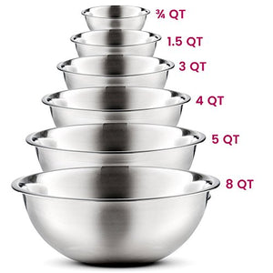 Stainless Steel Mixing Bowls (Set of 6) Polished Finish