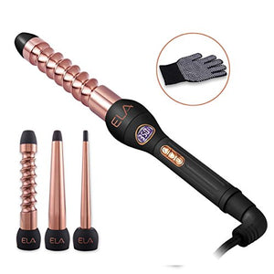ELA Hair Curling Iron and Wand Set with Interchangeable Titanium Barrels
