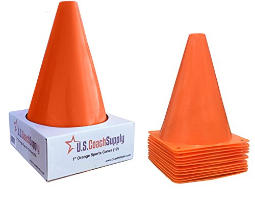 7-Inch Orange Sports Training Cones | Agility Marker Cones - (12 Pack)