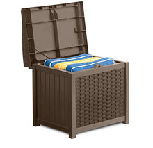 Suncast SSW1200 Mocha Resin Wicker 22- Gallon Storage Seat