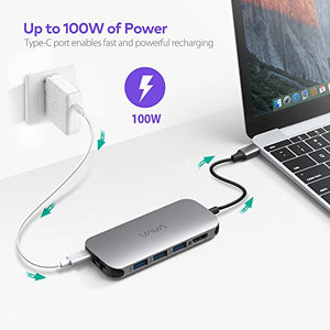 USB C Hub Adapter with 100W Power Delivery, Ethernet Port, SD Card Reader, HDMI Port & More