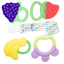 Ike & Leo Teething Toys: Baby Infant and Toddler WITH Pacifier Clip / Teether Holder, Best for Sore Gums Pain Relief, Eco Friendly BPA Free & Freezer Safe, Set of 4 Silicone Teethers
