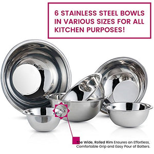 Stainless Steel Mixing Bowls (Set of 6) Polished Finish