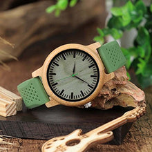Unisex Wooden Watch With Green Sports Strap