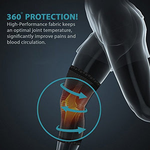 PowerLix Compression Knee Sleeve - Best Knee Brace for Meniscus Tear, Arthritis, Quick Recovery etc. – Knee Support For Running, CrossFit, Basketball and other Sports – FOR BEST FIT CHECK SIZING CHART