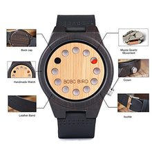 12 Hole Designed Men's Bamboo Watch with Black Cowhide Strap