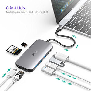 VAVA USB C Hub Adapter with 100W Power Delivery, Ethernet Port, SD Card Reader, HDMI Port, 3 USB 3.0 Ports for MacBook Pro and Type C Windows Laptops