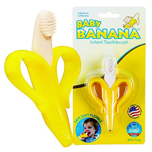 Baby Banana Infant Training Toothbrush and Teether, Yellow