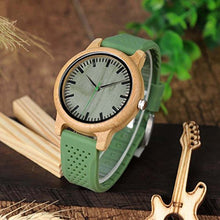 Unisex Wooden Watch With Green Sports Strap