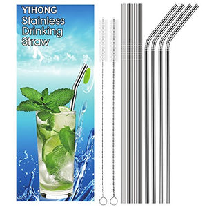 Set of 8 Stainless Steel Drinking  Straws Ultra Long