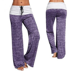 Women Yoga Pants Sports leggings  Exercise Fitness Running Jogging Trousers Foldover Heather Wide Leg yoga legins sport Pant