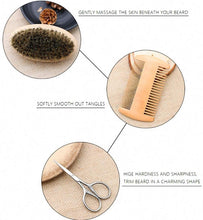 Beard Brush & Comb, Scissors 3 Piece Set