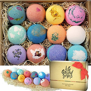 LifeAround2Angels Bath Bombs Gift Set 12 USA made Fizzies, Shea & Coco Butter Dry Skin Moisturize, Perfect for Bubble & Spa Bath. Handmade Birthday Mothers day Gifts idea For Her/Him,...