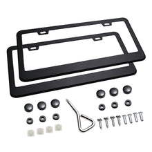 Matte Aluminum License Plate Frame with Chrome Screw Caps, 2Pcs