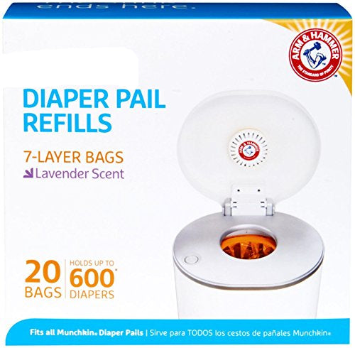 Diaper Pail Snap, Seal and Toss Refill Bags, 20 Bags, Holds 600 Diapers