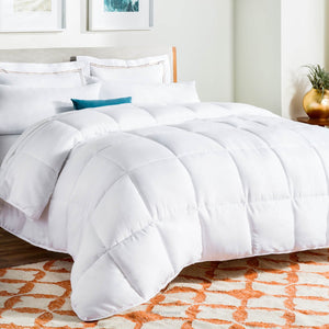 Linenspa All-Season White Down Alternative Quilted Comforter - Corner Duvet Tabs - Hypoallergenic - Plush Microfiber Fill - Machine Washable - Duvet Insert or Stand-Alone Comforter - Twin