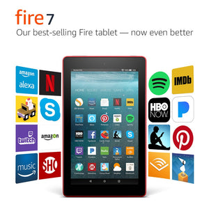 Fire 7 Tablet with Alexa, 7" Display, 8 GB, Punch Red - with Special Offers