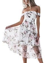 Backless Off Shoulder  Floral Print Summer Dress