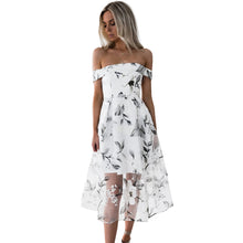 Backless Off Shoulder  Floral Print Summer Dress