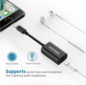 Dual Lightning Adapter for iPhone 7/7 Plus,Wofalo  to Double Lightning AUX Splitter Audio + Charge and Sync Data Co