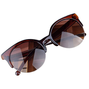 Retro Cat Eye Semi-Rim Round Sunglasses