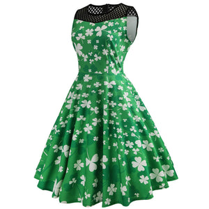 Vintage Green Sleeveless Swing Dress
