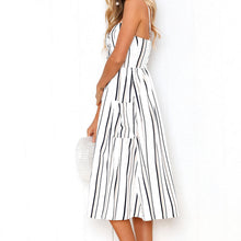 Buttoned Down Striped Sleeveless Summer Dress