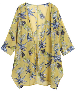 Bohemian Floral Print Chiffon Kimono Cardigan