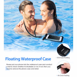 Mpow 2 PCS Waterproof Floating Phone Case IPX8 Waterproof Dust-proof 6 Inch Ultra Big Capacity Pouch For Swimming/Diving/Boating