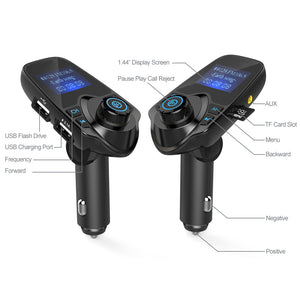 Nulaxy Bluetooth FM Transmitter for Car,Bluetooth Car Adapter with Dual USB  Charging Car Charger MP3 Player Support TF Card & USB Disk,Hands Free