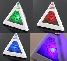 Pyramid Temperature 7 Colors LED Change Backlight LED Moon Alarm Clock Despertador Digital #B02