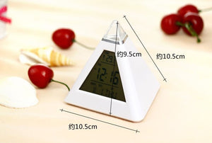 Pyramid Temperature 7 Colors LED Change Backlight LED Moon Alarm Clock Despertador Digital #B02