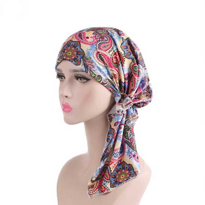 Women Floral Printed Long Tail  Headscarf/Wrap S