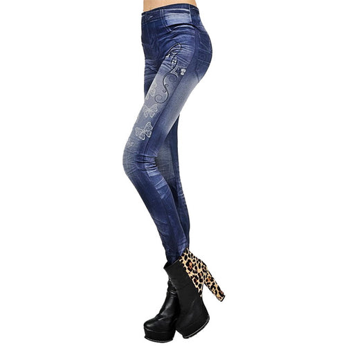 Jean Leggings With Elastic Waist