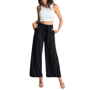 Casual Wide Leg Ankle-Length Slacks (with sashes)