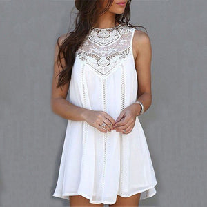 White Lace Mini Party Beach Dress