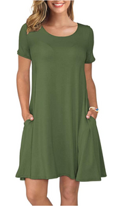Casual T Shirt Dress With Pockets