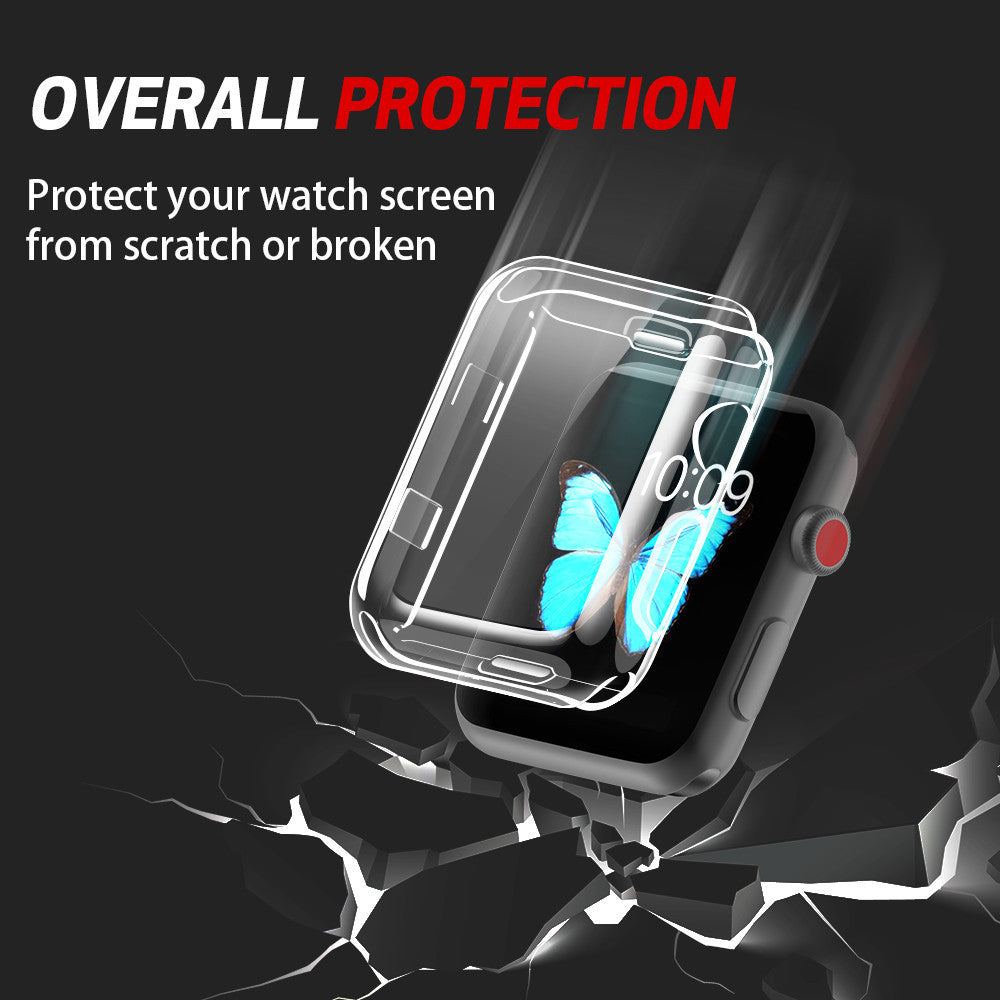 silicone soft Screen Protector case for Apple watch 3/2/1 iwatch series 3/21 All-around Ultra-thin Clear Cover Watch accessories