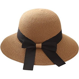 Lanzom Women Wide Brim Straw/Fedora Sun Hat