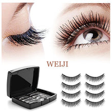 Magnetic Eyelashes No Glue - Dual Magnets Natural False Eyelashes - 3D Reusable Full Eye Fake Lashes Extensions - Thick Soft & Handmade Seconds to Apply (1 Pair 4 Pieces)