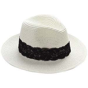 Lanzom Women Wide Brim Straw/Fedora Sun Hat