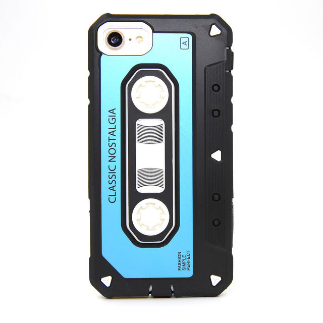 Vintage Cassette Hybrid Armor Case For iPhone 7 8 Plus Dual Layer Rubber TPU Hard PC Shockproof Cute Cover For iPhone 7 8/Plus