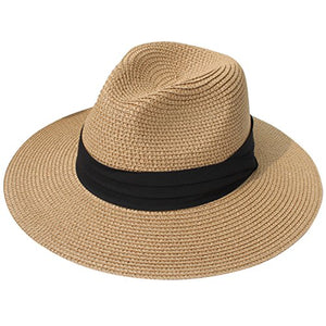 Lanzom Women Wide Brim Straw/Fedora Sun Hat