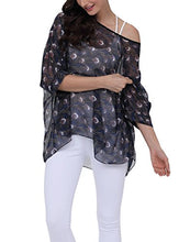 Floral/Solid Batwing Sleeve Chiffon Beach Loose Blouse