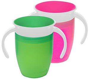 Munchkin Miracle 360 Trainer Cup, Green/Blue, 7 Ounce, 2pcs Set